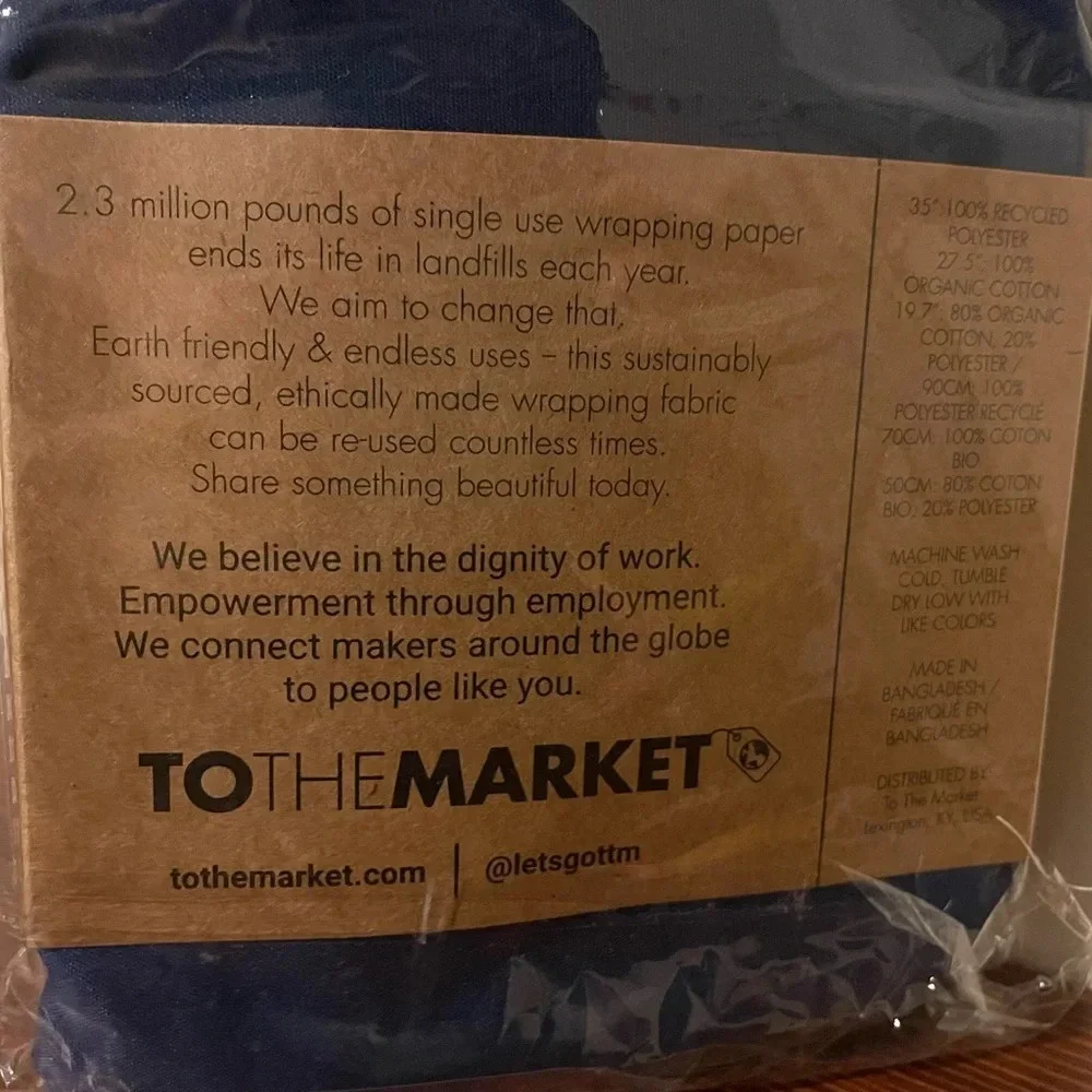 NWT To the Market Gift Wrapping Clothes Pink Navy Turquoise Sustainable Eco